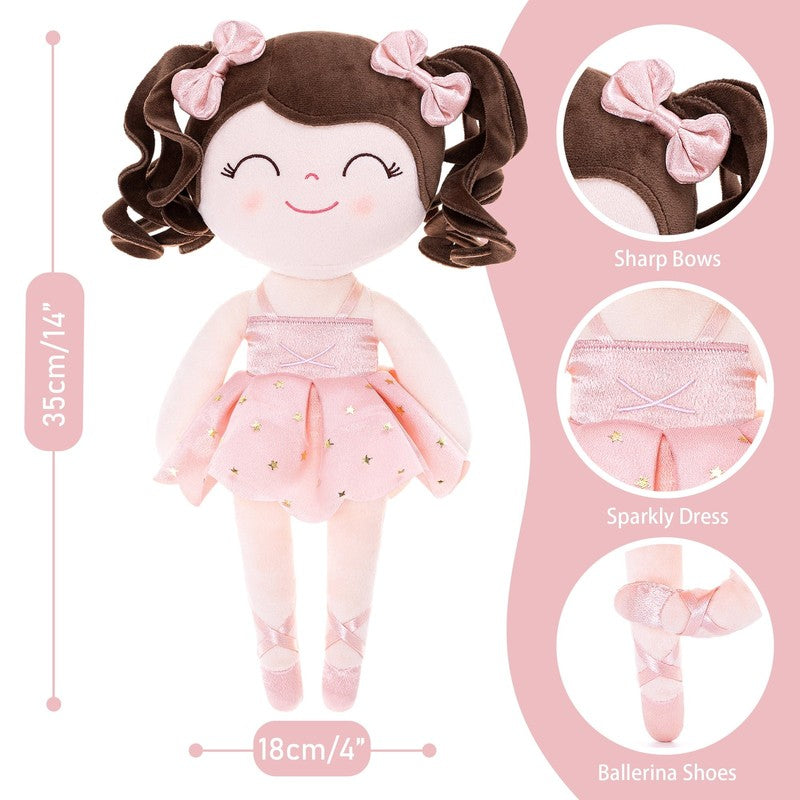 13" Plush Ballerina Doll for Baby Girls – Soft Toy with Gift Box, Pink1