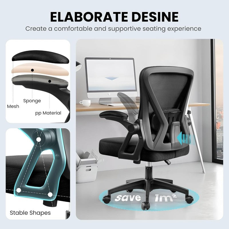 Ergonomic Mesh Office Chair with Adjustable Lumbar Support & Flip-Up Armrests4