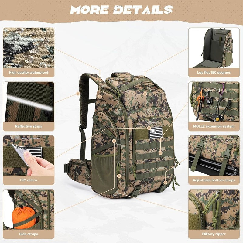 Tactical Backpack 40L Men Hiking Camping Gym Molle Camouflage Green1