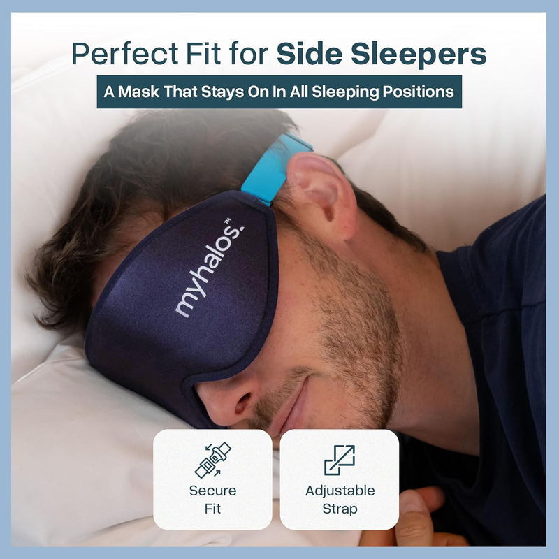 3D Blackout Sleep Mask Memory Foam Eye Mask for Side Sleepers Navy Blue5