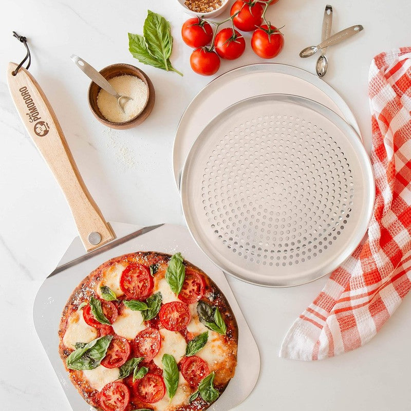 Aluminum Metal Pizza Peel with Foldable Wood Handle for Easy Storage, Pizza Spat6