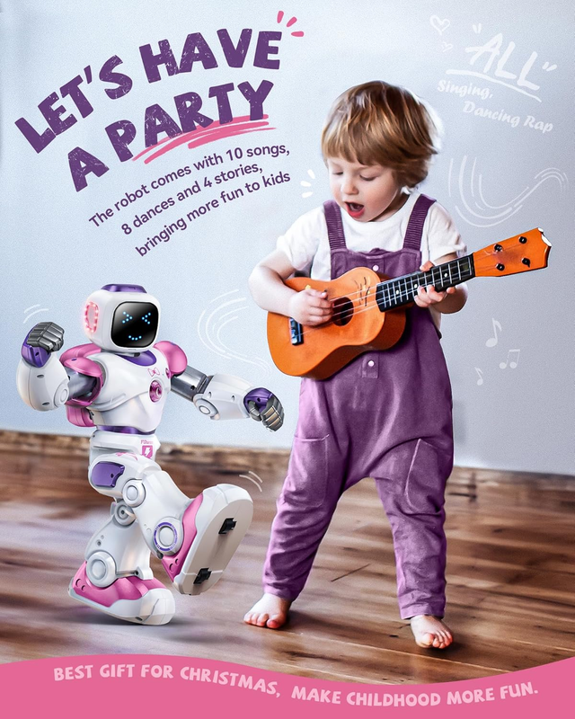 Pink Smart RC Robot Toy for Kids Programmable Voice App Control STEM3