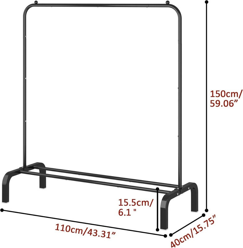 Metal Clothes Rack with Bottom Shelf, Garment Rack for Hanging Clothes Black1