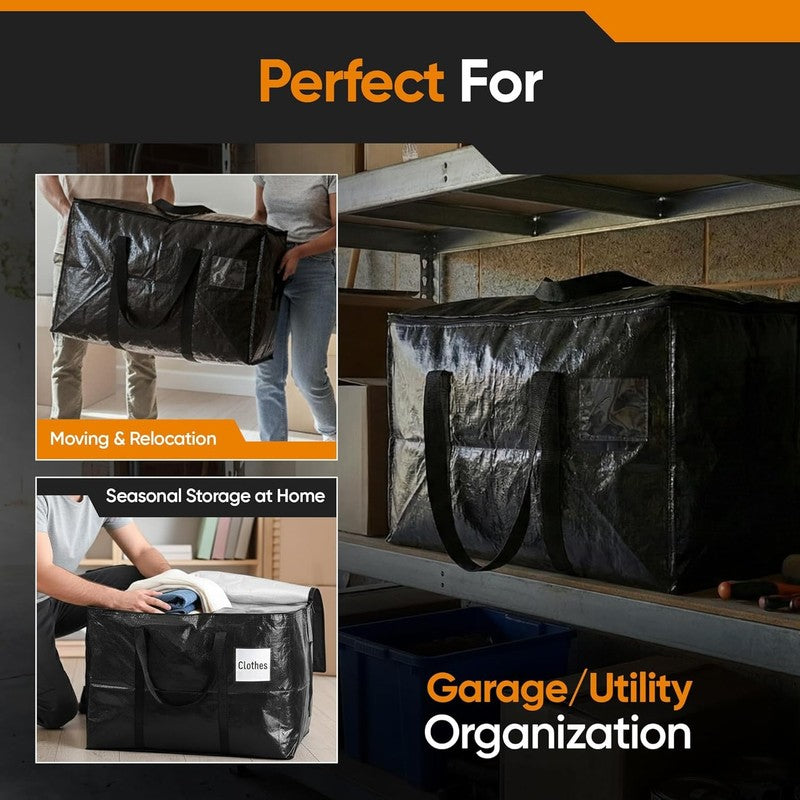 10-Pack Moving Bags, Large Storage Totes with Zipper Lids, Heavy-Duty Reusable f4