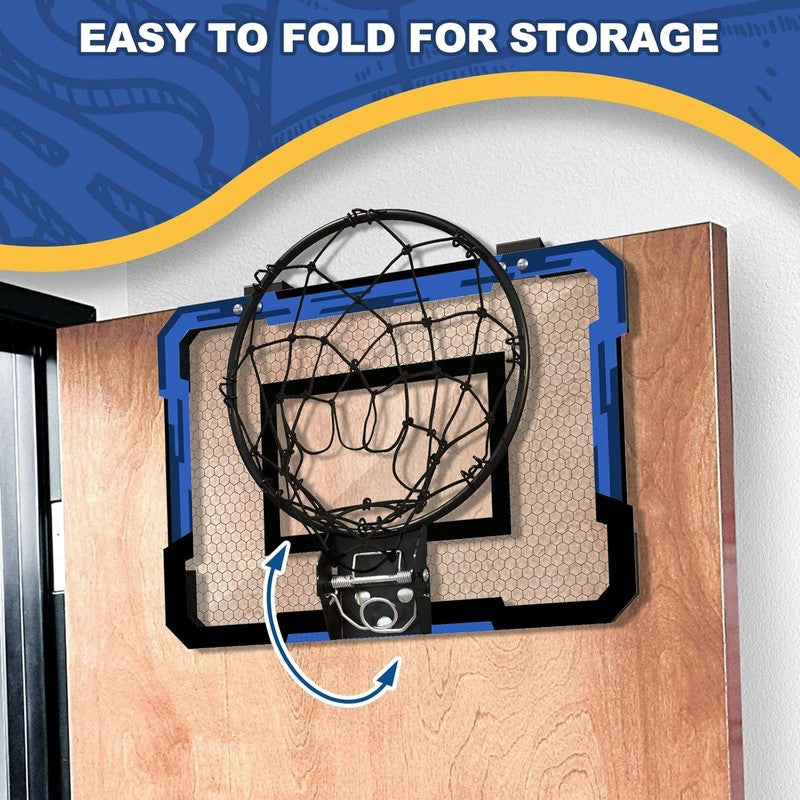 Mini Basketball Hoop Over Door with 3 Balls & Inflator Breakaway Rim Blue2