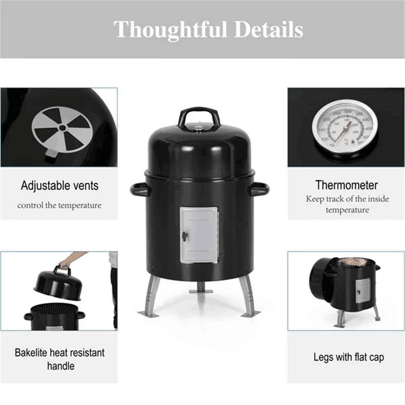 17 Inch Vertical Charcoal Smoker Grills 2 in 1 BBQ Grill & Smoker, Black4