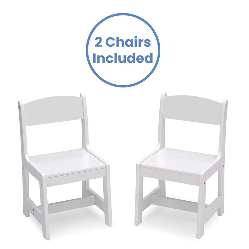 Mysize Kids Wood Table & 2 Chairs 3pc Bianca White Greenguard Gold4