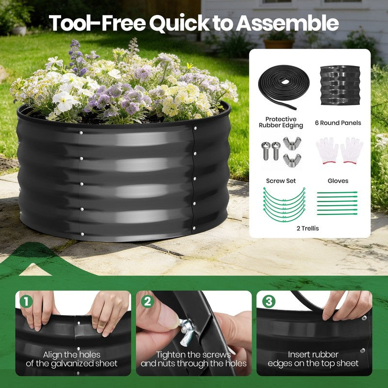 Raised Garden Bed Outdoor, 2Pcs 2X2X1Ft Metal Raised Beds Kit for Backyard, roun6