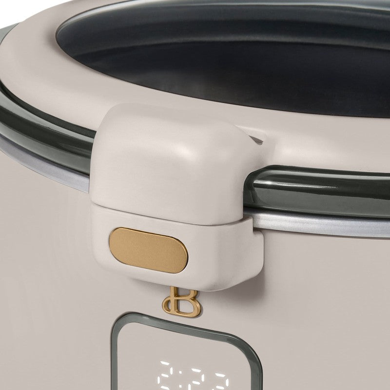 Drew Barrymore 4Qt Digital Slow Cooker Hinged Locking Lid Porcini Taupe8