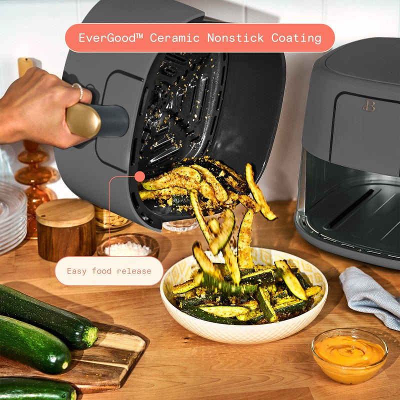 6 Qt Air Fryer w/ Turbocrisp Technology Evergood Ceramic Nonstick Oyster Grey6