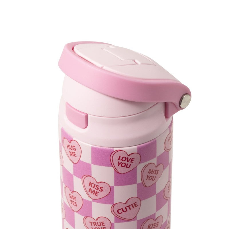 24oz Stainless Steel 2-in-1 Water Bottle Straw and Chug Lid Candy Hearts3