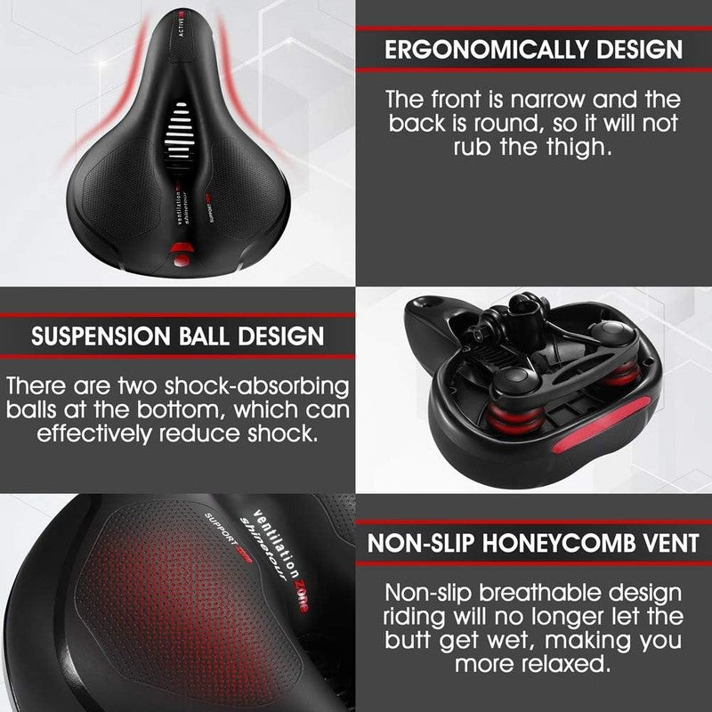 Comfort Bike Seat Cushion Dual Shock Memory Foam Waterproof Wide Saddle3