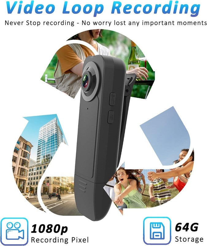 1080P Mini Body Camera with Audio, 64G Card, Night Vision, Wearable DV2