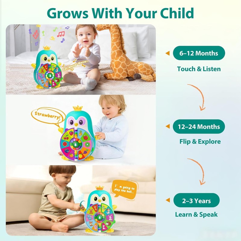 Musical Penguin Learning Toy with Lights and Sounds for Toddlers Ages 1-33