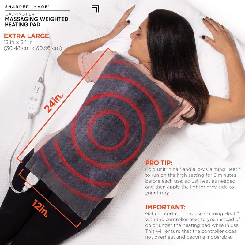 Calming Heat Massaging Weighted Heating Pad by Sharper Image- Weighted Electric 4