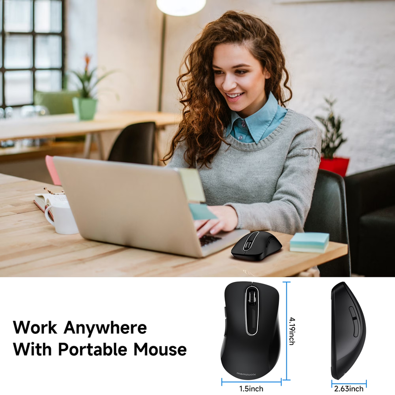 2.4GHz Wireless Mouse 1200 DPI 5 Button USB Receiver for PC Laptop Black4
