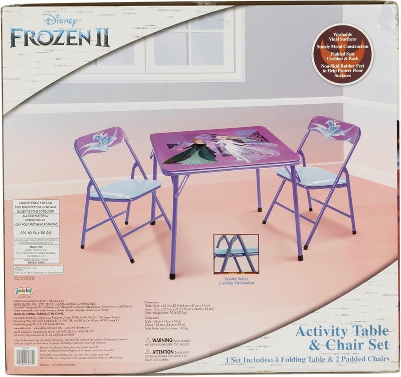 Kids Folding Table & Chairs Set 1 Table 2 Chairs Ages 3–7 70lb Limit6