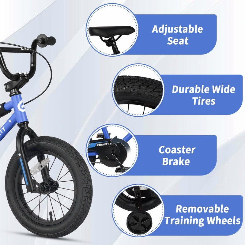 14in Kids BMX Bike w/ Training Wheels Coaster Brake Ages 3 5 Blue2