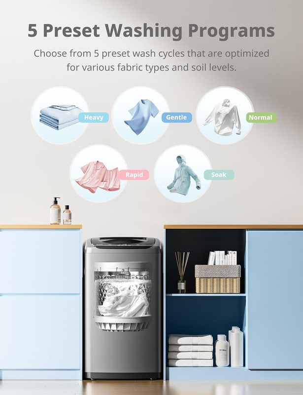 Compact Comfee Portable Washer with LED Display & 5 Wash Cycles, Space-Saving2