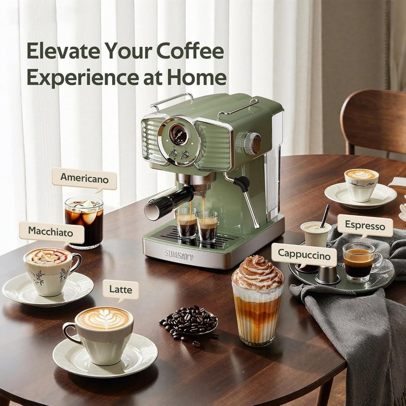 20 Bar Espresso Machine with Milk Frother 61oz Matcha Green Retro4