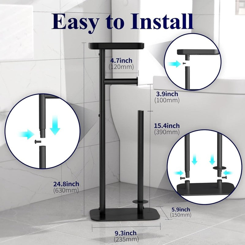 Toilet Paper Holder Free Standing – Rustproof Metal Toilet Paper Stand for 4 Rol6