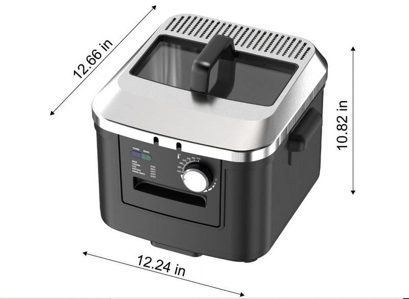 4L Electric Deep Fryer, Matte Black, Stainless Lid, 1800W3