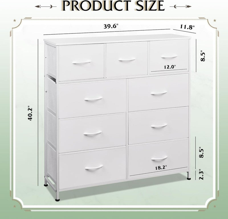 9 Drawer Dresser, Fabric Storage Tower for Bedroom, Hallway, Closet, Tall Chest 2