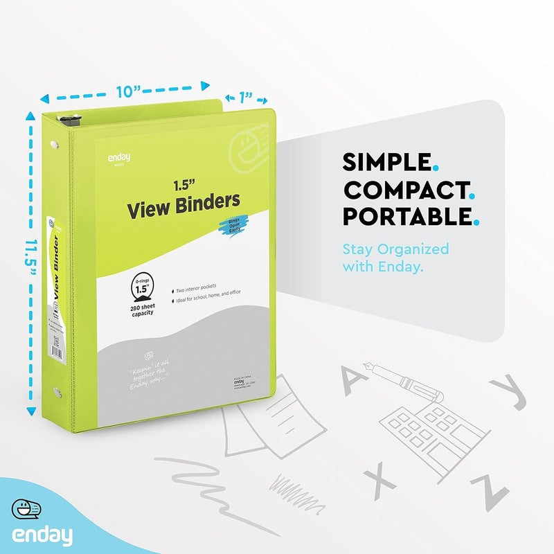 3 Ring Binder, 1.5 Inch Clear View Cover with 2 inside Pockets Binder, Colored S1