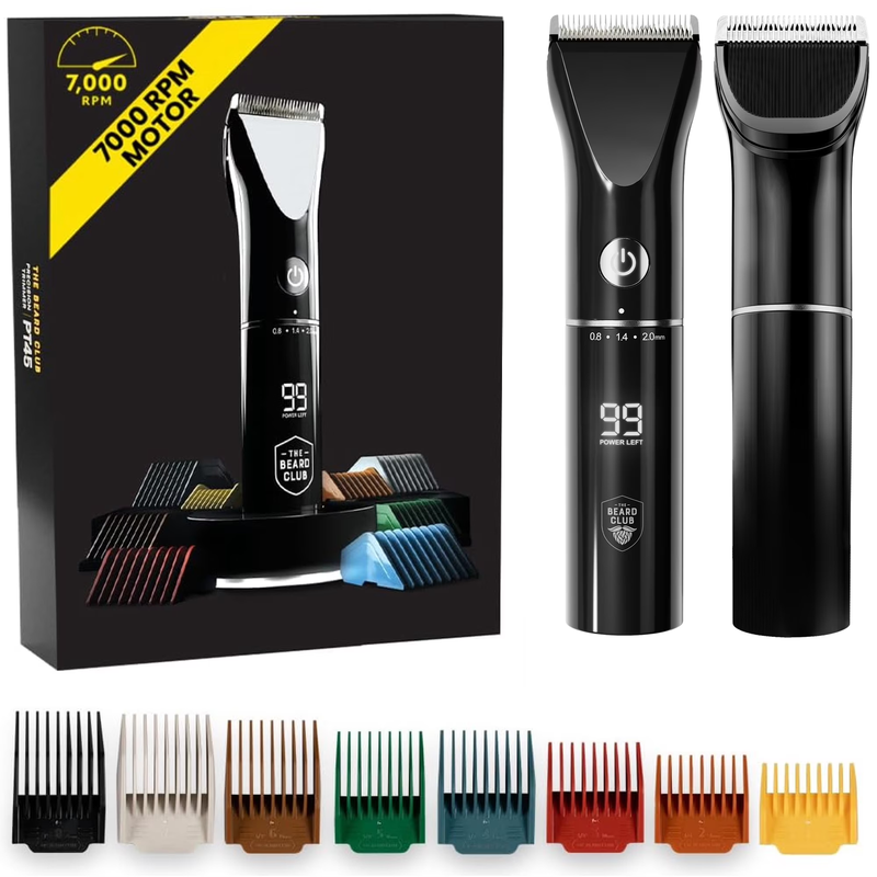 Precision Beard Trimmer for Men, 8 Guides with 45 Trim Settings Travel Barber Tr10