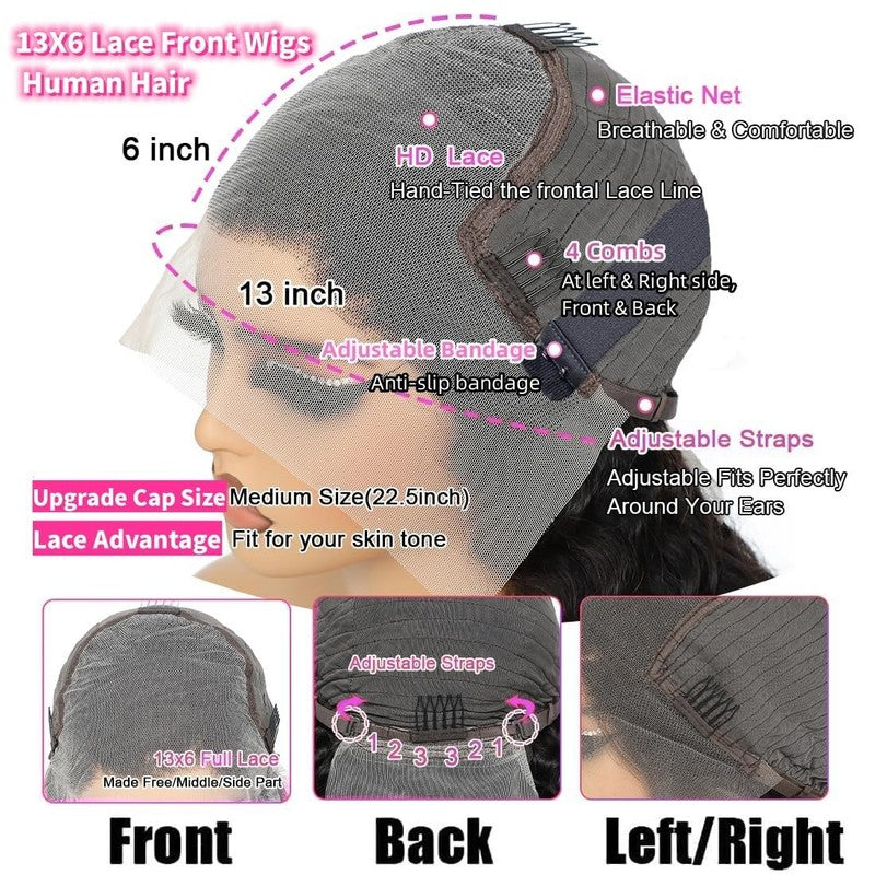 13X6 Deep Wave Lace Front Wigs Human Hair 200% Density 26 Inch Curly Human Hair 5