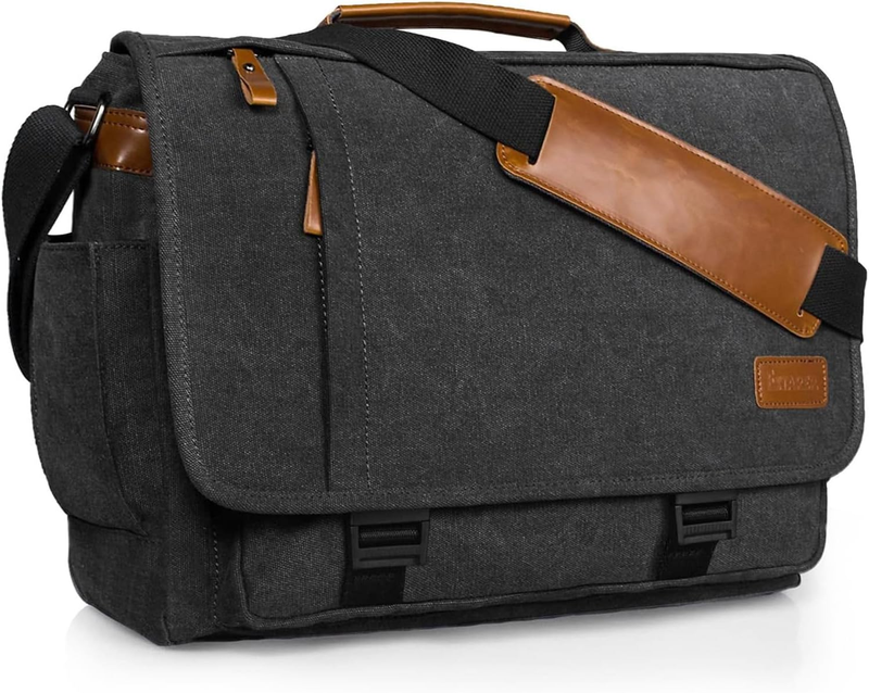 Mens Messenger Bag 17-17.3in Water Resistant Briefcase Teacher Office Dark Grey10