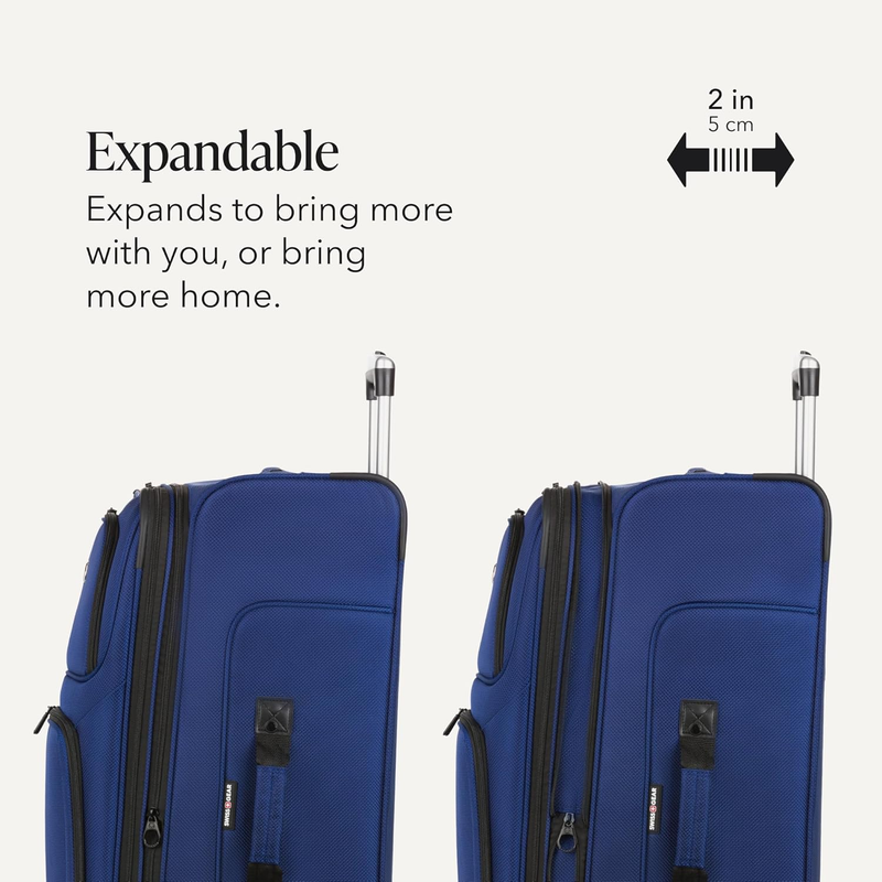 Sion Large Checked Softside Expandable Spinner Travel Suitcase Blue3