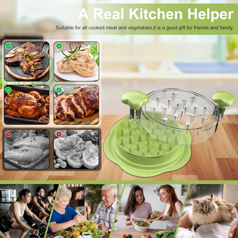 Chicken Shredder Tool Large Twist Meat Shredder BPA Free w/ Brush Fork4