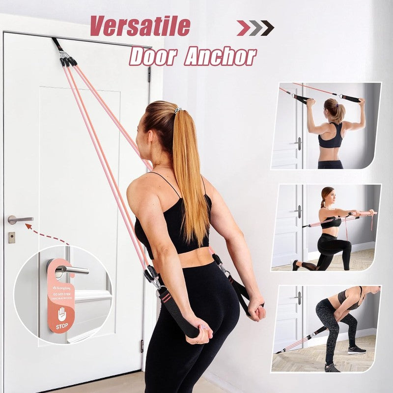 Upgraded Pilates Bar Kit w/ Natural Latex Resistance Bands Stainless Steel5