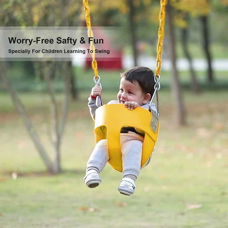 Baby Swing High Back Toddler Bucket Seat w/ Coated Chains & Carabiners, Yellow1