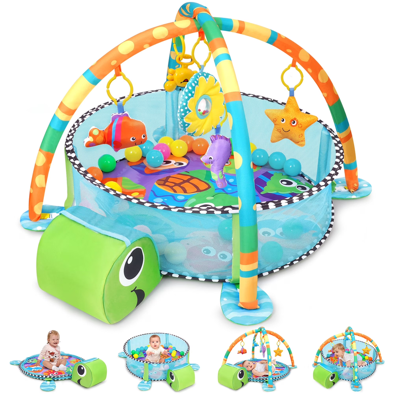 3-In-1 Baby Gym and Play Mat, Baby Activity with Ocean Ball Sensory Toys, 0-36 M10