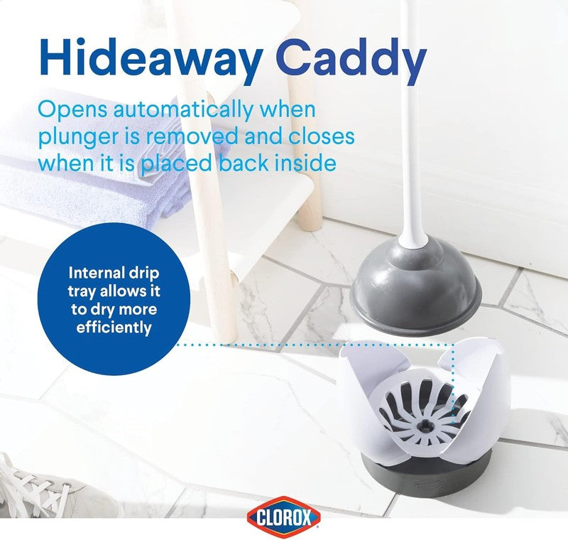 Toilet Plunger with Hideaway Caddy Bathroom Organizer & Storage Holder6