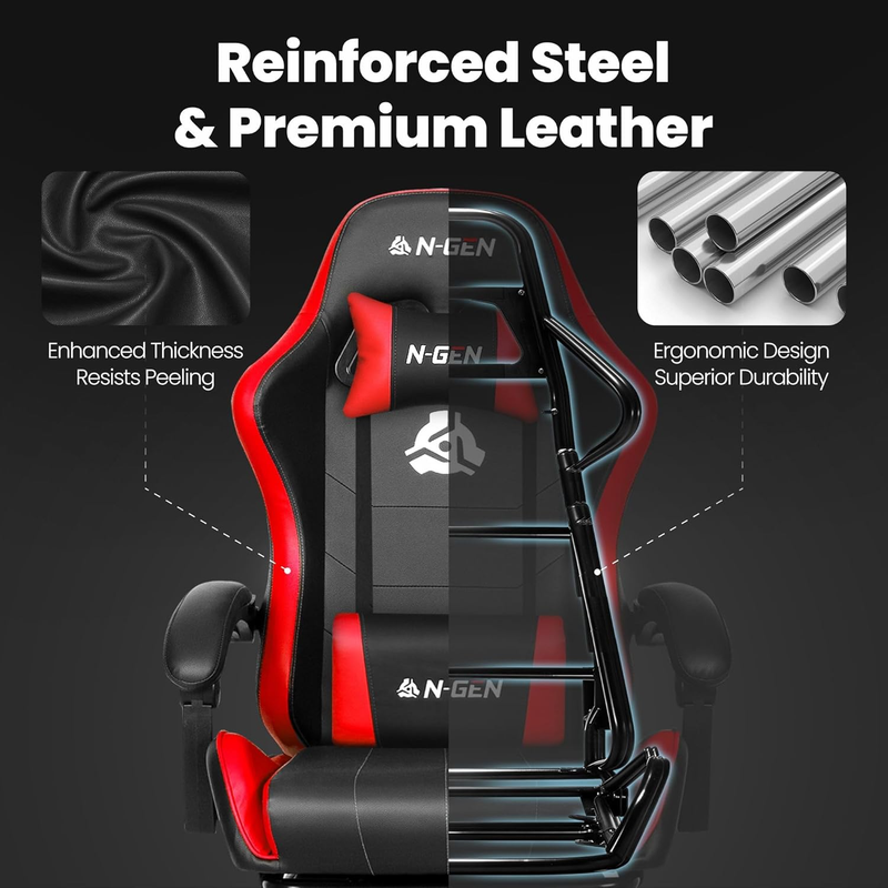 Video Gaming Chair with Support High Back Red Leather Office Desk Chair7