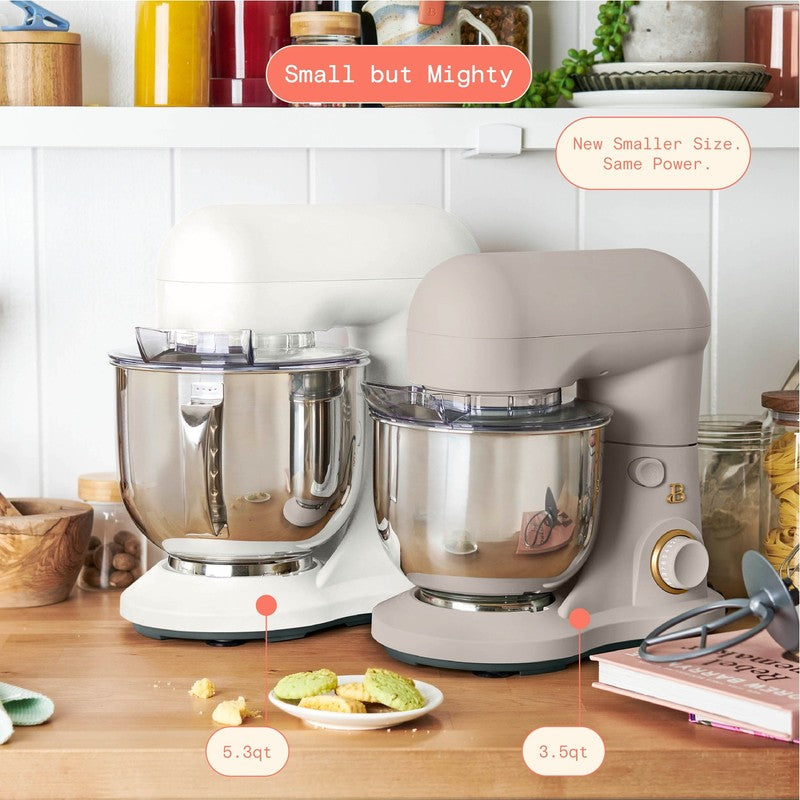 3.5 Qt Stand Mixer Porcini Taupe w/ Flat Beater Dough Hook & Whisk2