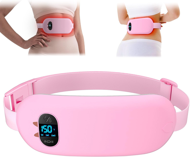 Portable Cordless Heating Pad Back Pain Belt 6 Heat Vibrating Modes Pink10