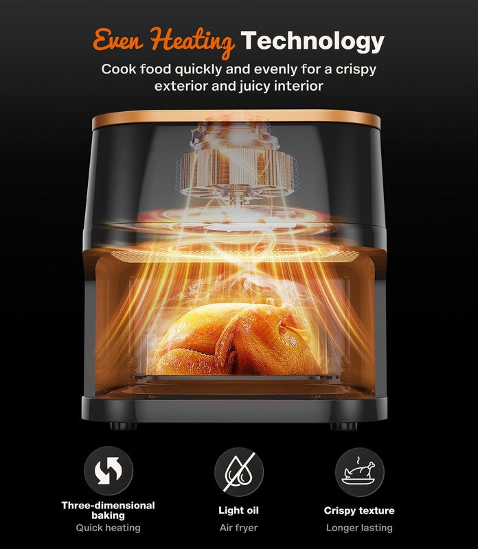 10QT Air Fryer Max 450°F 6 Preset Touch Pane View Window Oil Less Cooker Black6