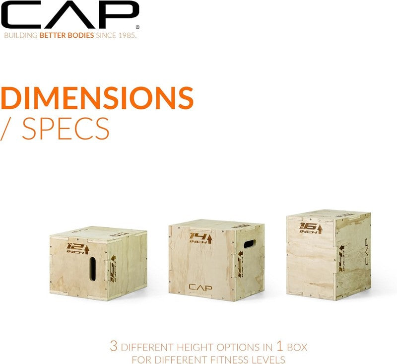 3-In-1 Plyometric Wood Box 16in x 14in x 12in3