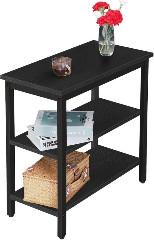 Rustic 3 Tier End Table Nightstand Narrow Side Table Industrial Black8