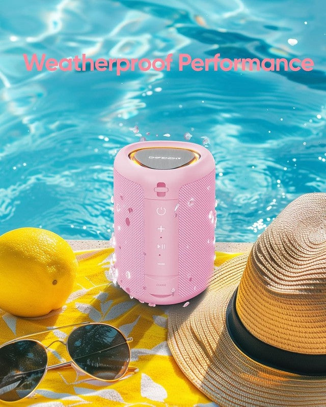 Portable Bluetooth Speaker with Lights, IPX5 Waterproof, All Day Play, TWS7