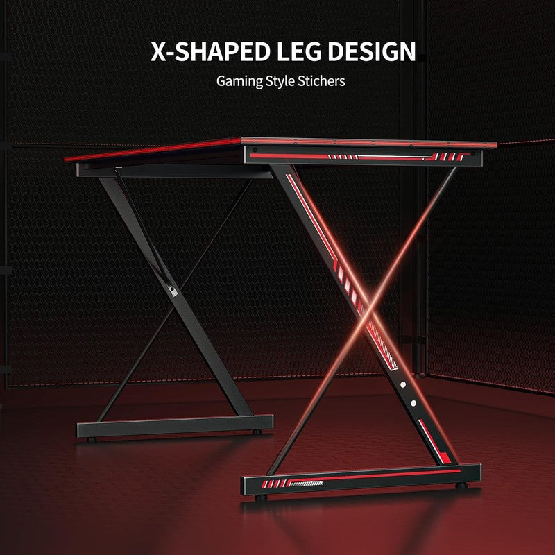 32" Gaming Desk   Black PC Workstation for Home Office & Gaming Setup5
