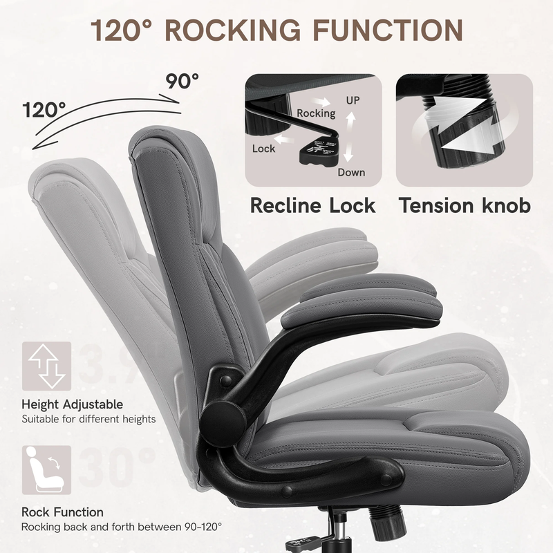 Ergonomic Leather Computer Office Chair 400LB Capacity Dark Gray4