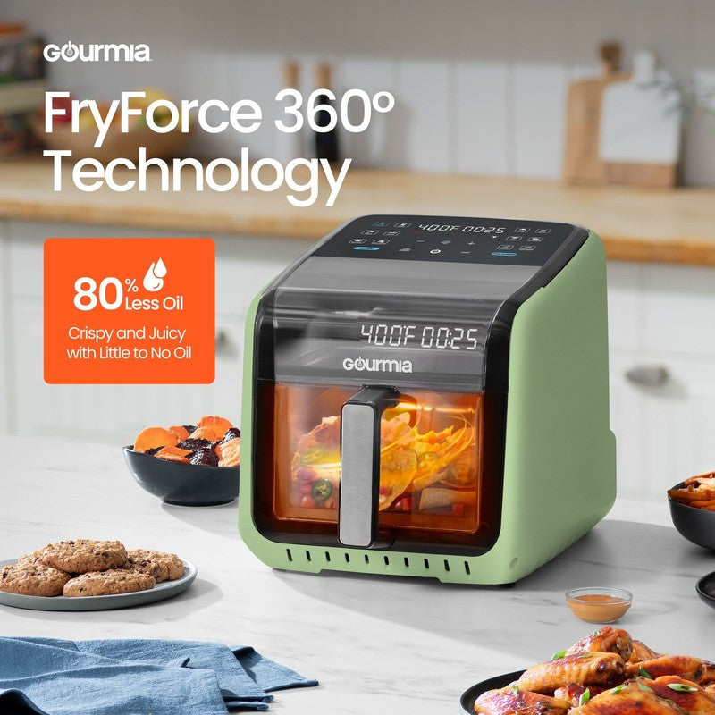 7QT Digital Air Fryer Panoramic View Window 12 Preset Touch Screen Cooker Green5
