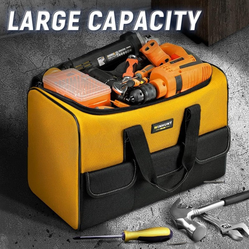 17" Large Tool Bag Wide Mouth Organizer Yellow & Black Double Zipper8