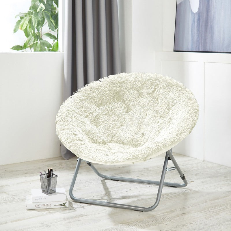 Mongolian Faux Fur Oversized Moon Chair, White5