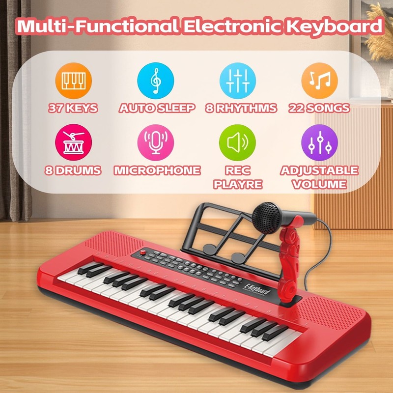 37 Key Kids Keyboard Piano Toy with Microphone Musical Instrument Gift for Kids4